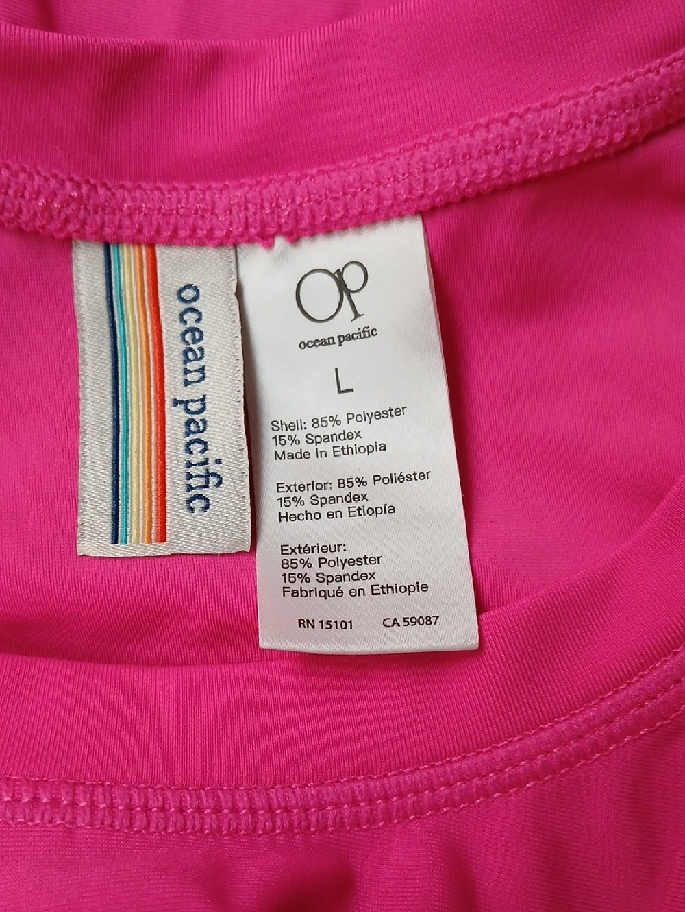 NWT Ocean Pacific Hot Pink Rashguard Sz Large - Picture 6 of 8